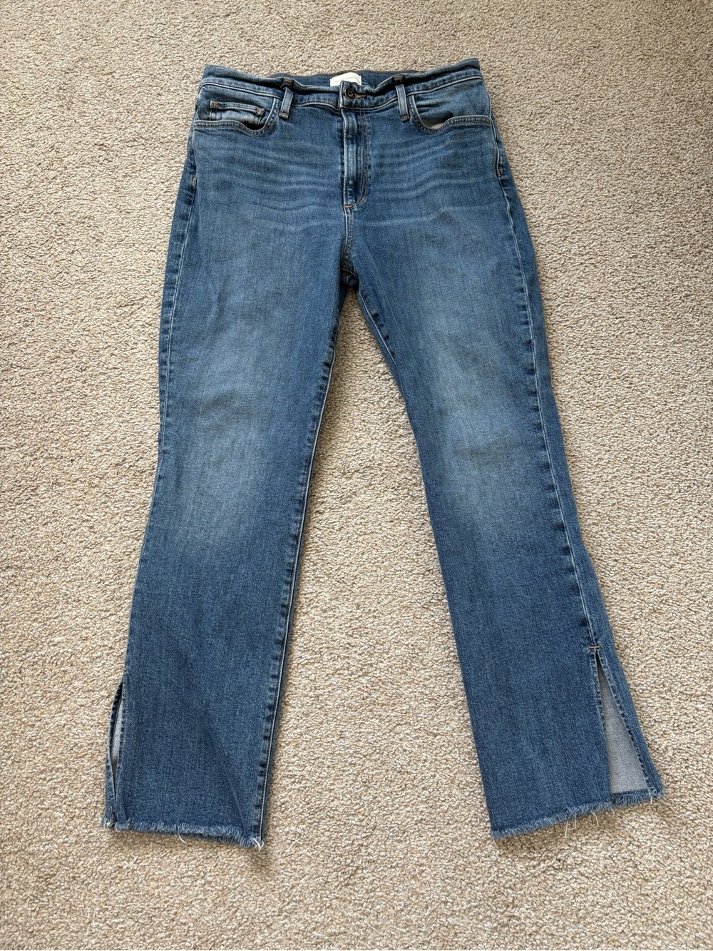 Favorite Daughter Blue Split-Hem Flare Jeans